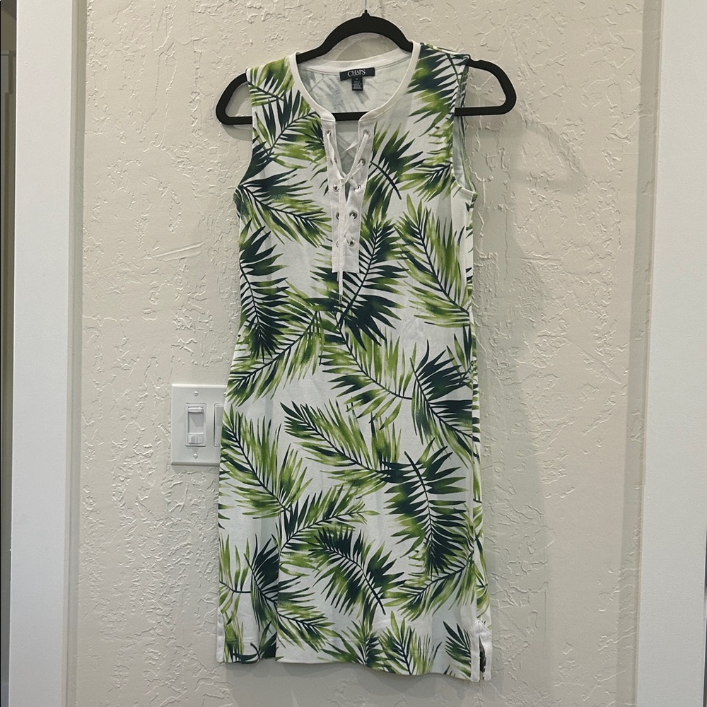Chaps Tropical Green and White Mini Dress